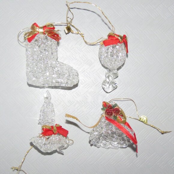 Lot of 4 Vintage Clear Spun Glass CrystalHanging Christmas Holiday Ornaments - Picture 13 of 15